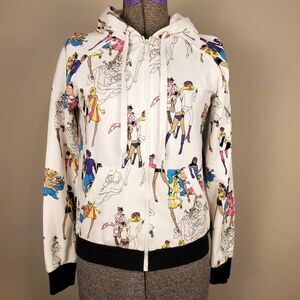 Kira Plastinina Y2K Model Figure Fashion Drawing Print Zip Up Hoodie Size S RARE